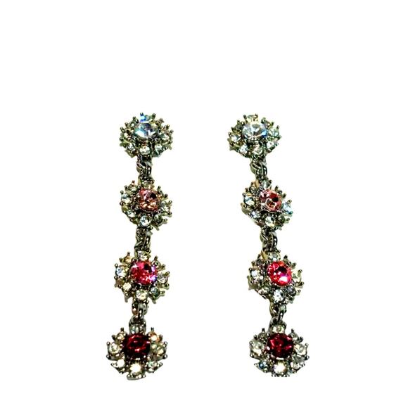 NWT! Women's Charter Club, Pink & Silver Tone Sparkle Dangle Drop Earrings - Picture 1 of 3